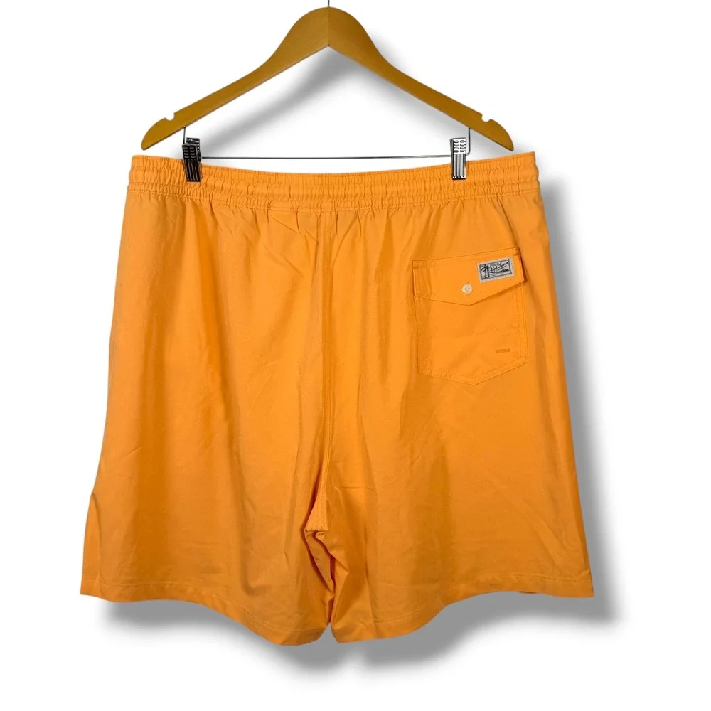 Polo Ralph Lauren Swim Trunks Men XLT Orange Blue Pony Stretch Board Shorts Prep